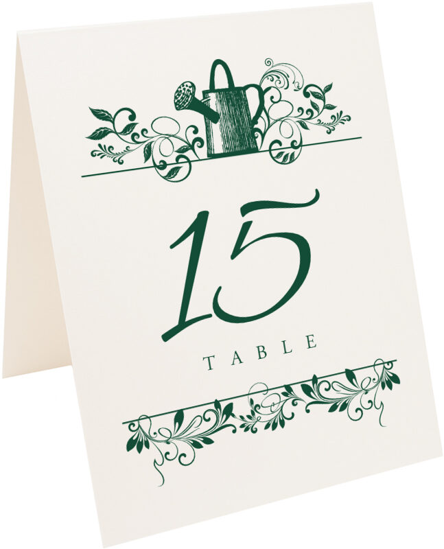 Watering Can Botanical Monogram Spring & Summer Wedding Table Numbers